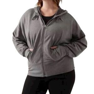 Athleta Gray Zip-Up Hoodie Jacket